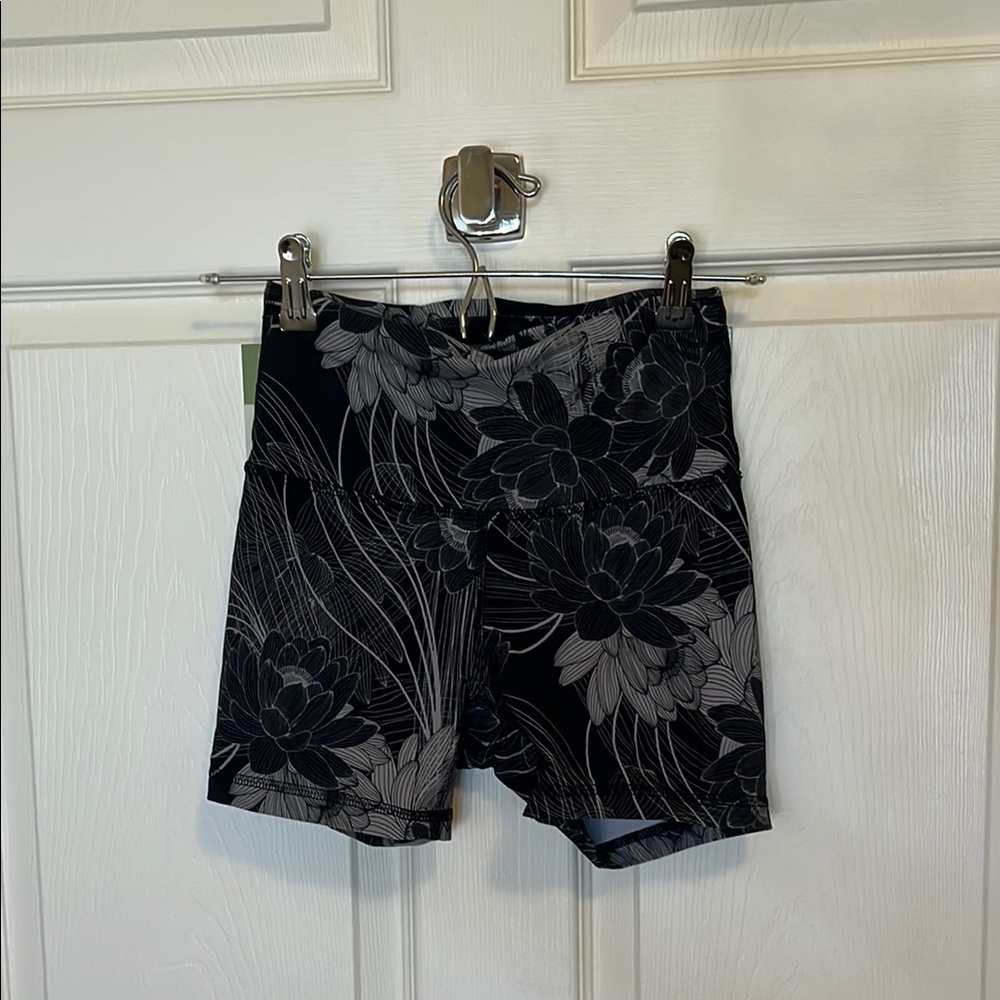 Floral Black and Gray Women’s Workout Shorts